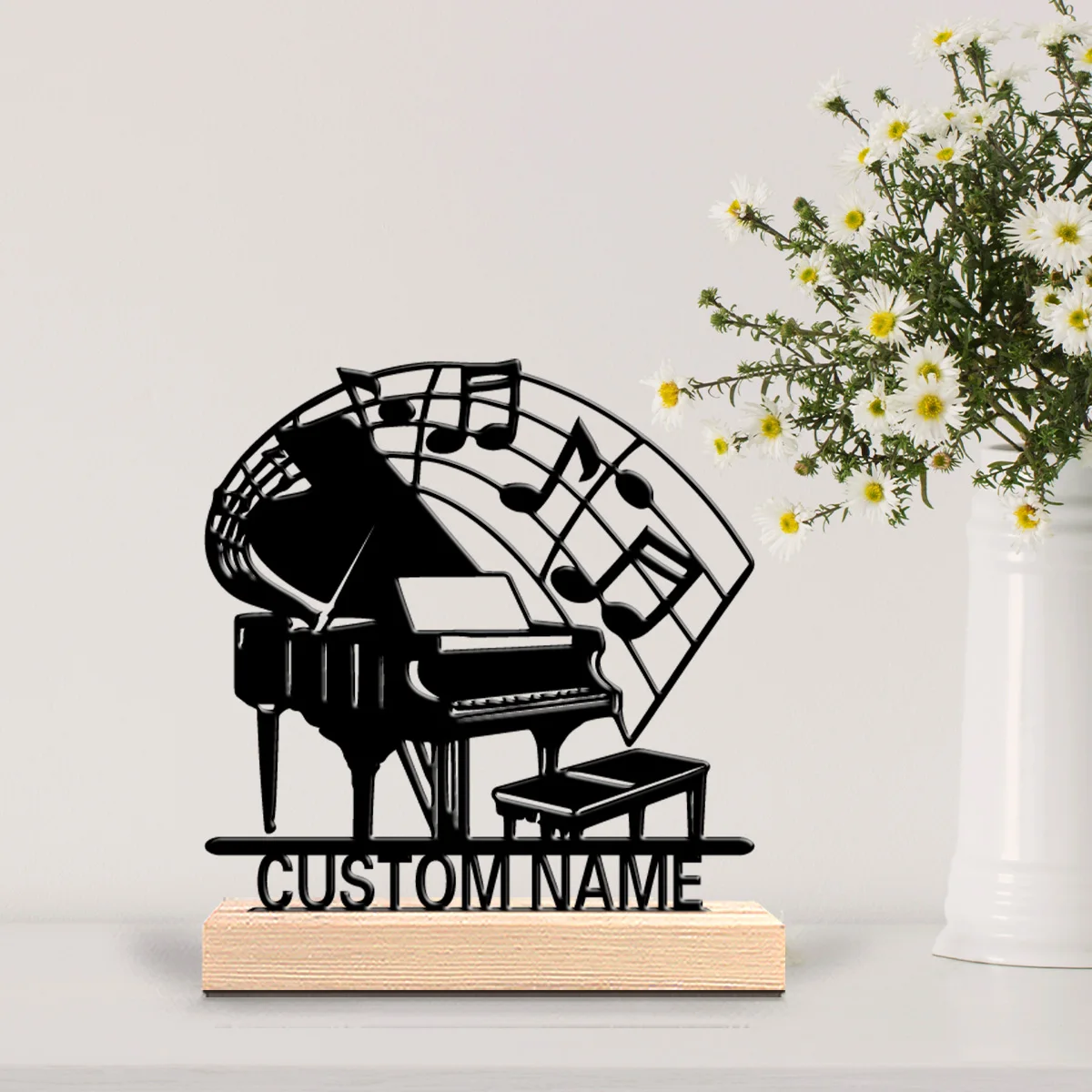 1pc New Design Personalized Custom Grand Piano Metal Statues Music Lover Is Gift With Wooden Frame Perfect For Musicians