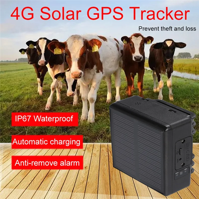 Solar GPS Tracker 4G GPS Tracker Waterproof IP66 4000MAh WIFI Cattle Cow Sheep Horse Camel Tracking Device Pets Person