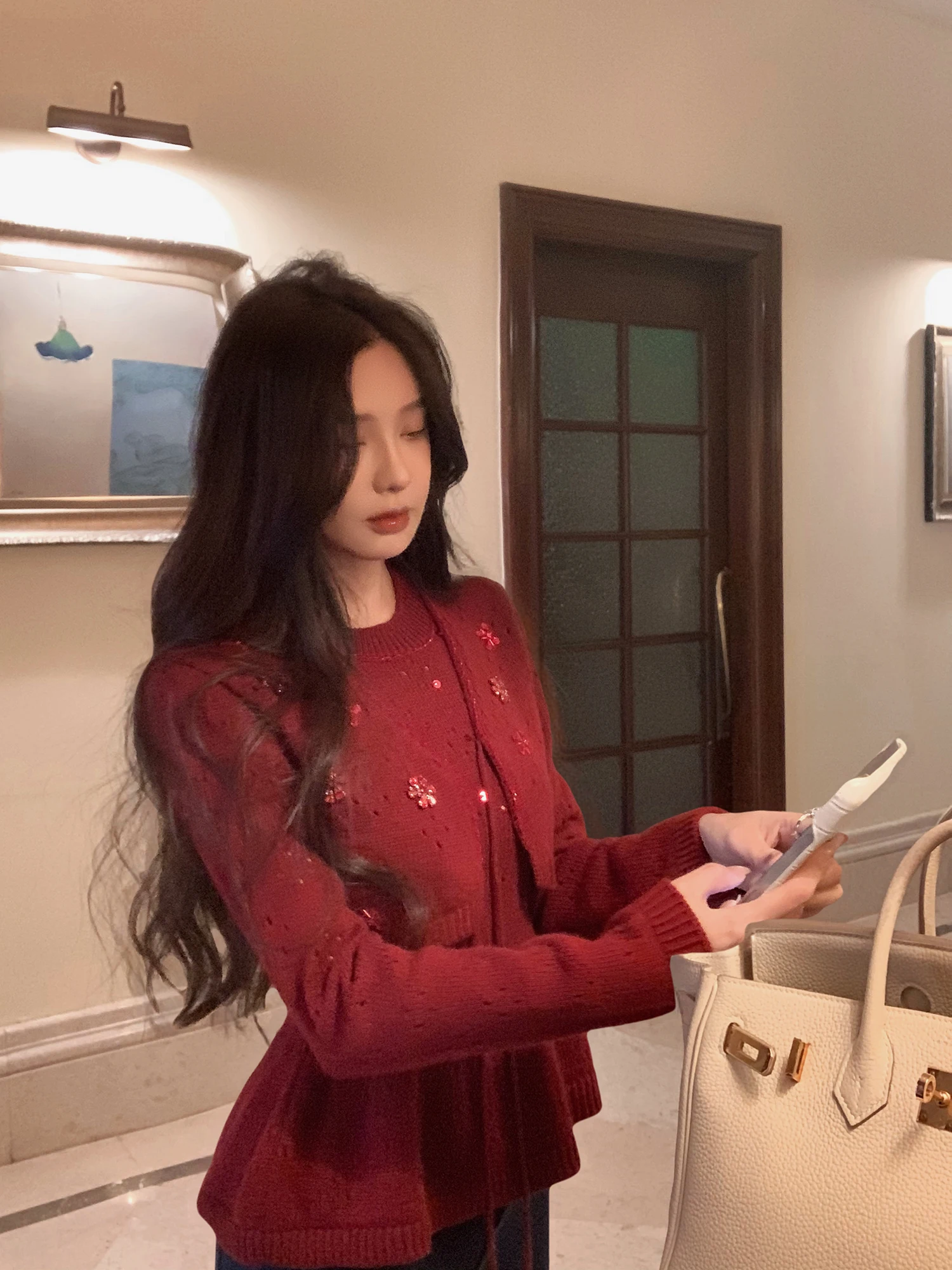 

Женский модный комплект: вязаный кардиган из шерстяной смеси, приталенный, с длинными рукавами, для работы, зимний сезон