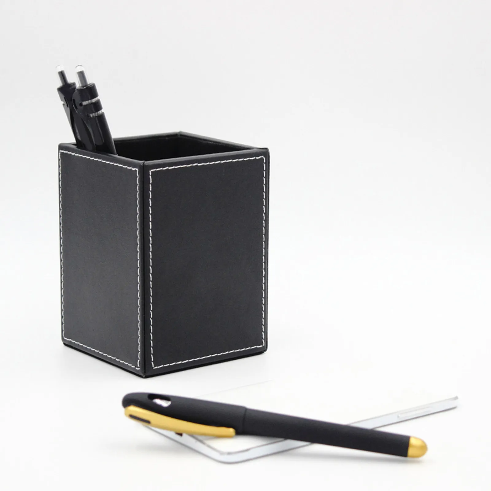1Pcs Sophisticated PU Pen Holder Functional Desktop Organizer for Pens Pencils Rulers Home Office Decoration Desk