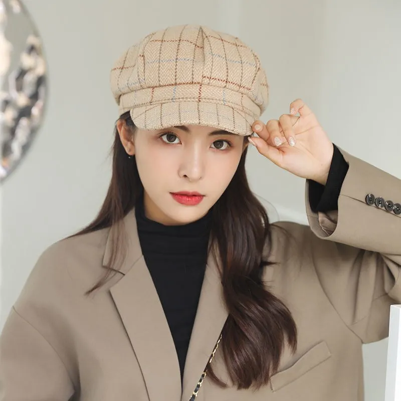 Beret Hat for Women Winter Octagonal Hats for Women Retro Solid Color Velvet Newsboy Cap Female Keep Warm Gorro New Bucket Hat