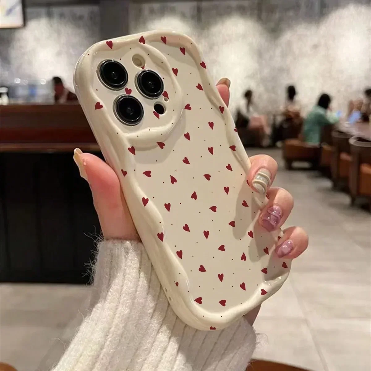 16pro Liebe Herz Handy hülle für iPhone 16 15 Pro Max 11 13 12 Mini XR 14 plus Abdeckung 3D gewellte gebogene Kante weiche klare TPU-Hüllen