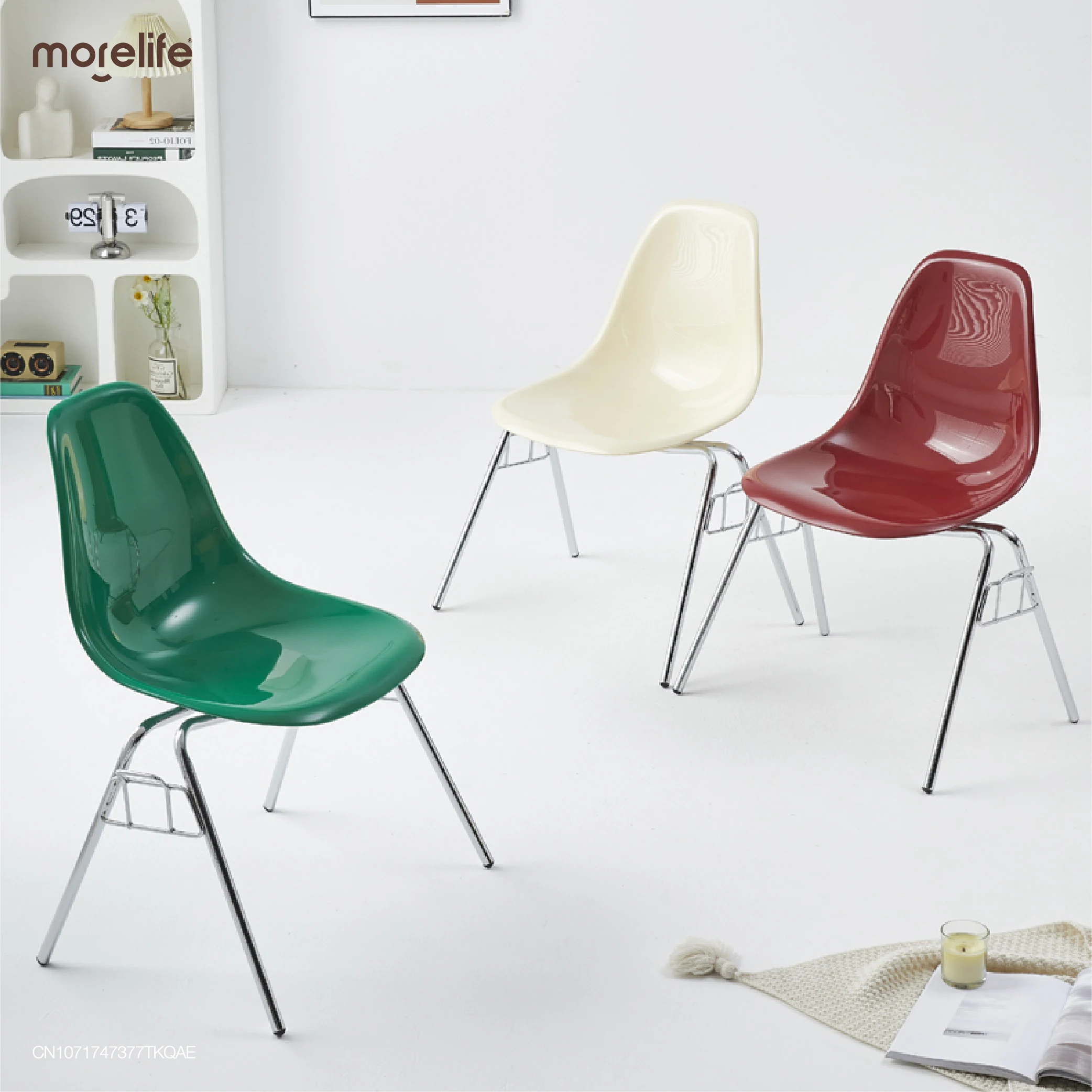 Backrest Plastic Dining Chair Postage Modern Style Iron Leg PC Comedor De 4 Sillas Dressing Stool Dining Room Stool Chair