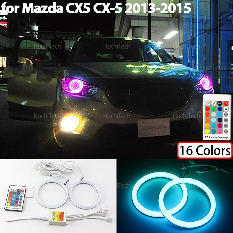 

For Mazda CX5 CX-5 2013-2015 16-Color RGB Cotton LED Headlight Angel Eyes Ring Lamp Remote Control Car Daytime Running Light