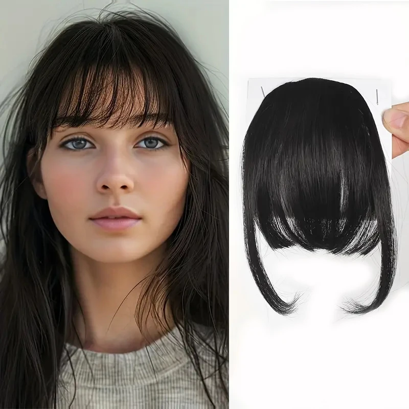 Synthetic Air Bangs Natural Short Brown Black Fake Hair Fringe Extension 1 Clip In Hairpieces Accessories For Women Girl
