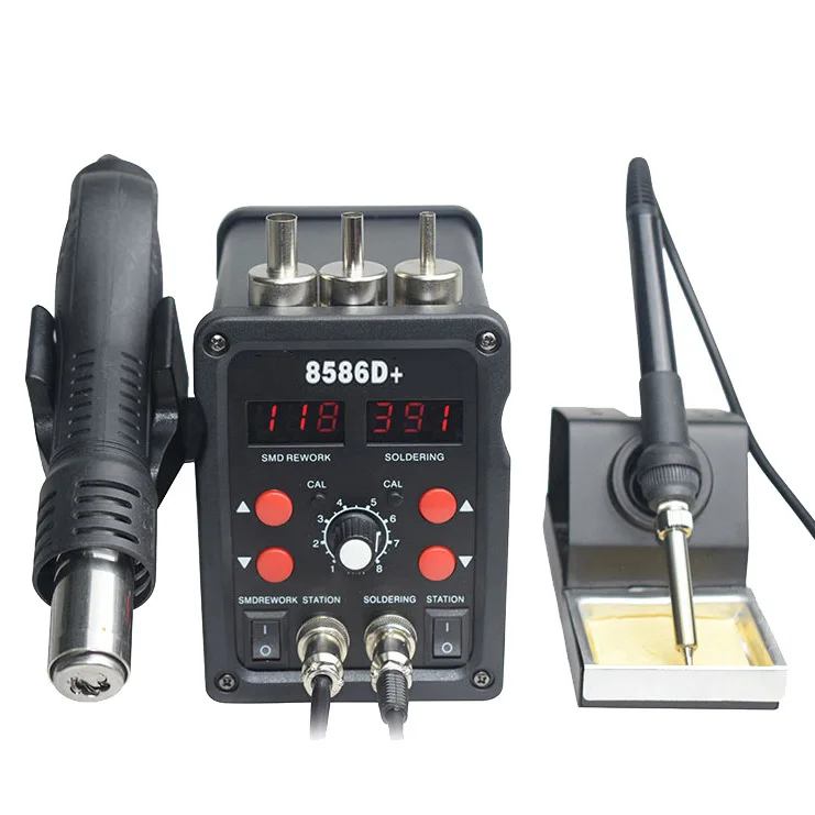 8586D+ 2 in 1 digital display hot air gun soldering station rework station electric soldering iron welding repair tool