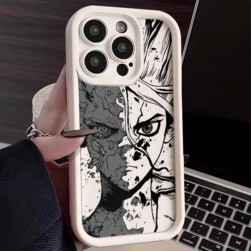 Dr STONE Senkuu For Apple iPhone 15 14 13 12 11 XS XR X 8 7 Pro Max Plus Soft Eye Ladder Phone Case Cover