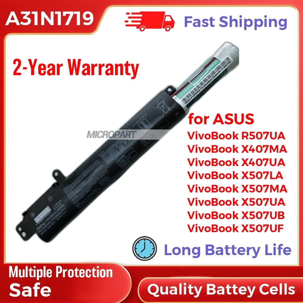 

Li-ion A31N1719 Battery Replacement for Asus VivoBook R507UA VivoBook X407MA X407UA X507LA X507MA X507UA X507UB X507UF Laptops