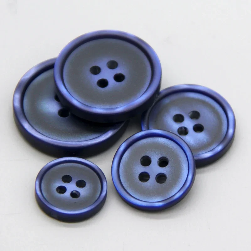 15/18/20/23/25mm Fashion Blue Round Resin Buttons For Clothes Men Pants Coat Jacket High Quality DIY Crafts Sewing Accessories