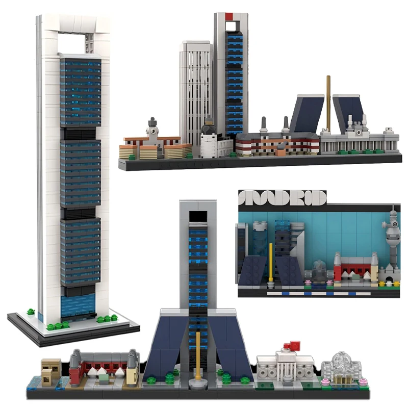

Idea City Skyscraper Building Blocks MOC Madrid Tower Architectural Street View Skyline Model DIY Kids Toy Adult Collection Gift