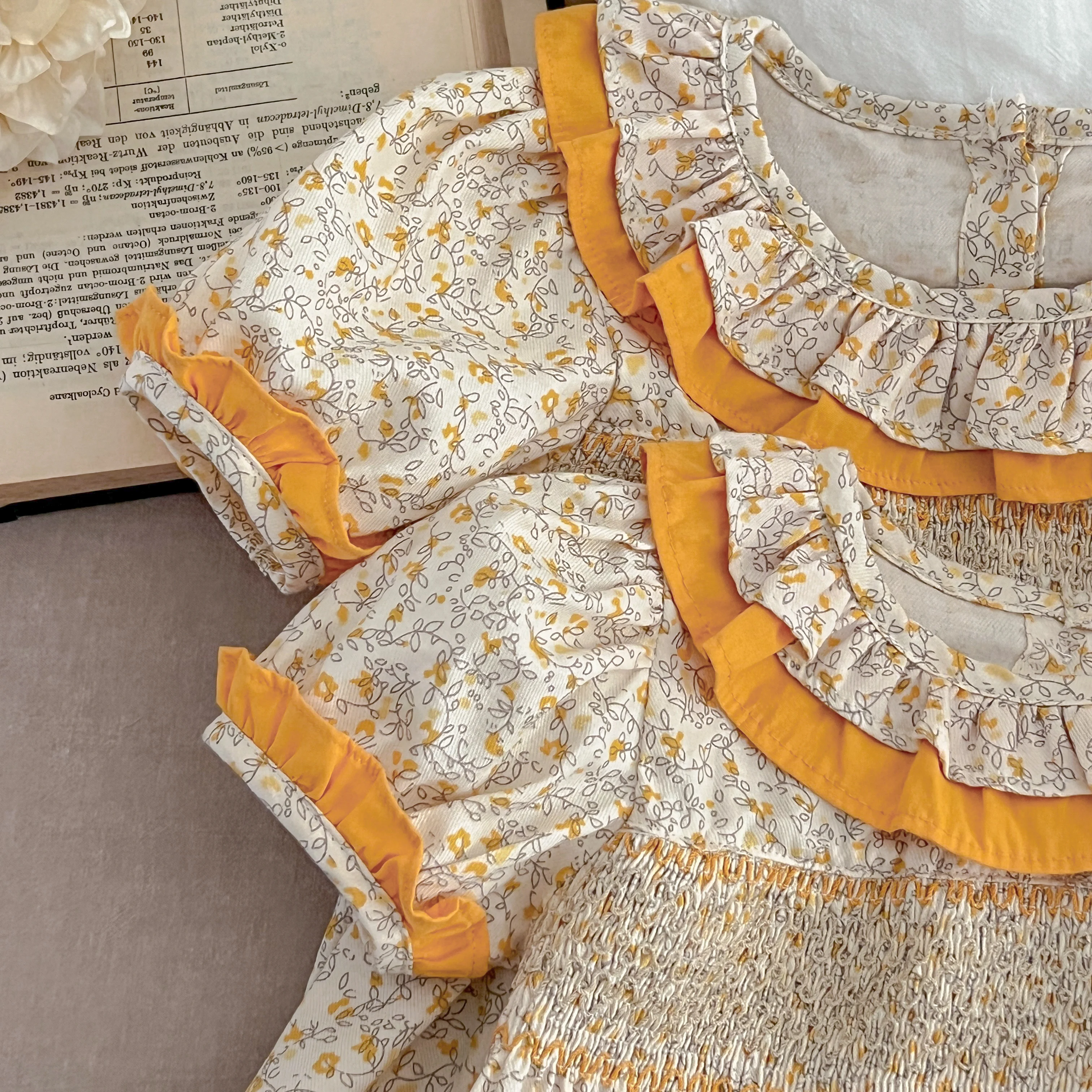 Sommer Baby Kleid Smocking Hand Stickerei Kleidung Kleinkind Mädchen Kleider Baumwolle Kinder Mädchen Puff Ärmel lässig weiches Mädchen Kleid ﻿ – Detail 18