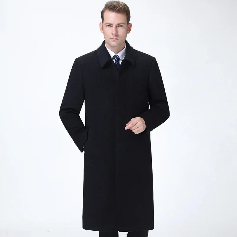 Winter Cashmere Coat Men's Clothes Men Over-the-knee Long Wool Windbreaker High-end Thick Top Trench Coat Abrigo Hombre