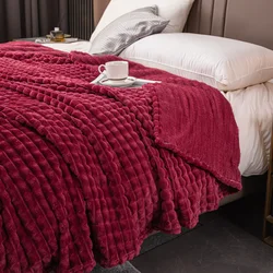 Bonenjoy Thicken Flannel Blankets плед 100x150cm Plush Plaid for Kids Warm Bedspread cobertor Solid Color Blanket King Size