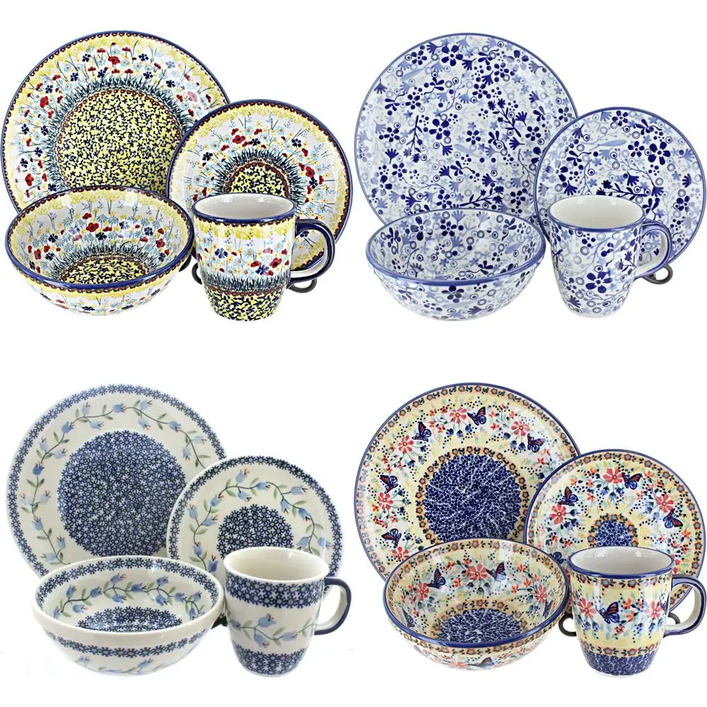 

Желтый набор посуды Prairie Garden из 16 предметов — 4 набора места для повседневной повседневной столовой и развлечения