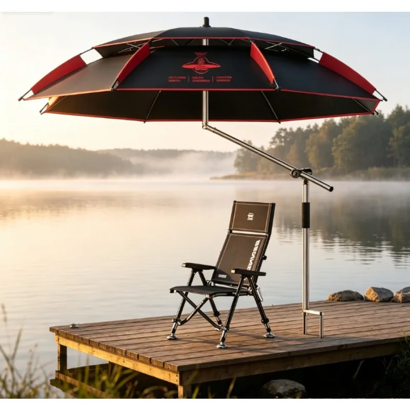 Fishing Umbrella Heavy Duty Rainproof Large Sun Shelter Scratch Resistant Durable Cane Pole Portable Foldable for Bank Fishing