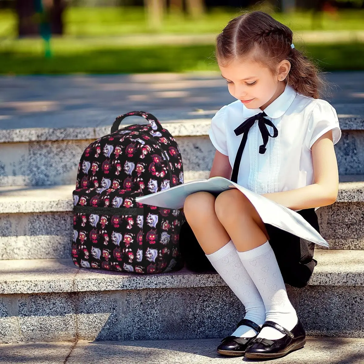 Helluva Gang bedrukte lichtgewicht casual schooltas voor school, buiten, winkelen, kantoor