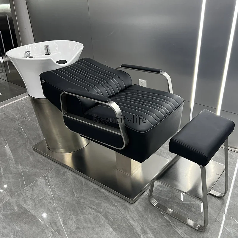 02High-end barber shop shampoo bed Hair salon special hair salon punch bed