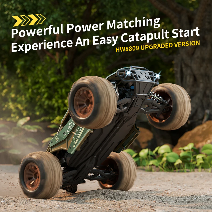 HW8809 1/16 RC Offroad 4x4 auto - 35 km/u Hoge snelheid 4WD elektrisch op afstand bestuurbaar speelgoed met LED-koplampen voor kindercadeaus