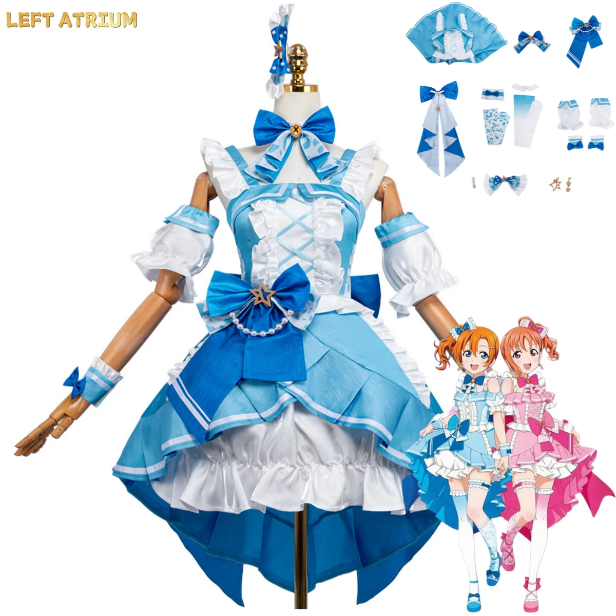 

Love Live Muse Nico Yazawa Sonoda Umi Honoka Kousaka Cosplay Costume Blue Lolita Skirt Accessories Woman Cute Birthday Party Set