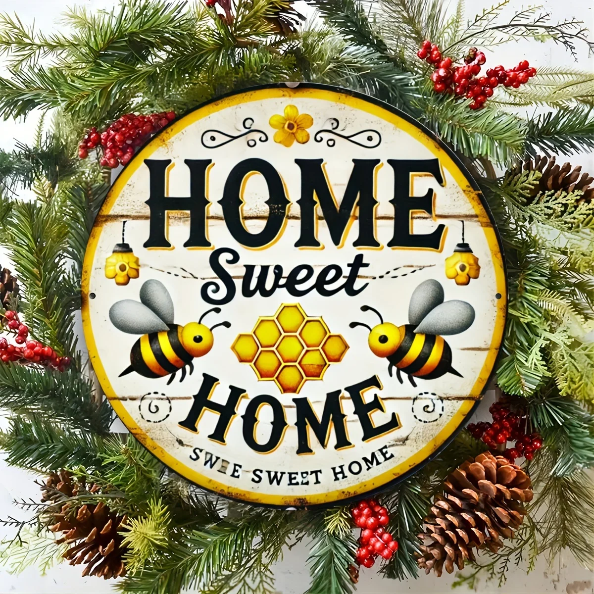 لوحة فنية جدارية معدنية عتيقة 'Home Sweet Home' - لافتة قصدير مطبوعة ثنائية الأبعاد للديكور الداخلي/الخارجي، لا حاجة للكهرباء #5