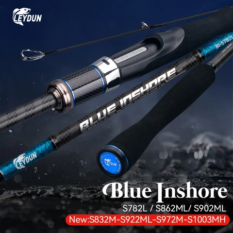 Varas de Pesca LEYDUN BLUE INSHORE para Água Salgada: Modelos S782L, S832M, S862ML, S902ML, S922ML, S972M, S1003MH – Varas Leves para Spinning
