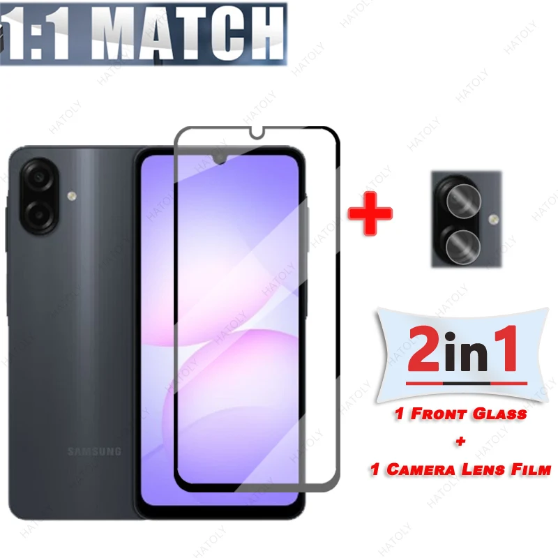 For Samsung Galaxy A07 4G Glass Black Edge Protective Film For Galaxy A07 4G Tempered Screen Protector Camera Lens Protector