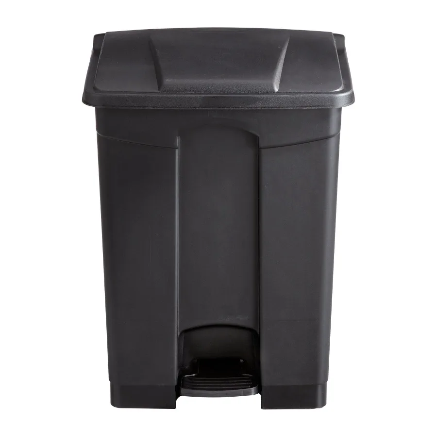 

Plastic Step-On Receptacle - 17 Gallon in Black for Indoor and Outdoor Waste Management with Easy Foot-Operated Lid Durable Des
