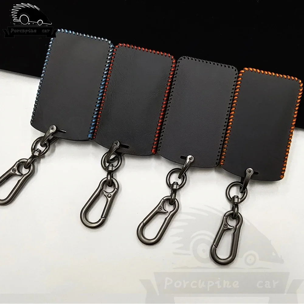 Leather Key Case Holder for Renault Clio Scenic Megane 2 3 Duster Sandero Captur Twingo Koleos 4 Buttons Key Cover Keychain