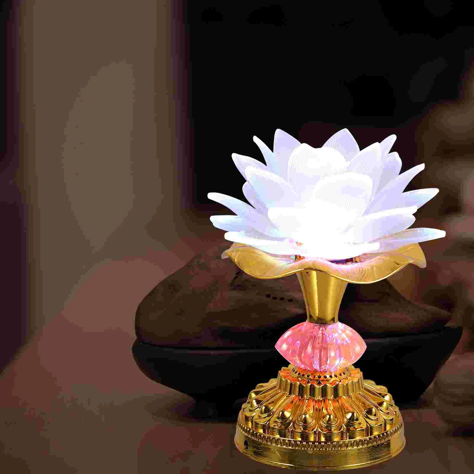 USB Colorful LED Lotus Lantern for Buddha Props Light Lamp Hall Decoration Flower