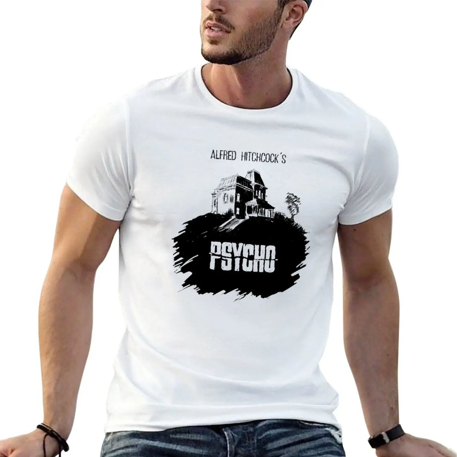 Alfred Hitchcock's Psycho by Burro! T-Shirt Basic Solid Color Casual Tee Shirt
