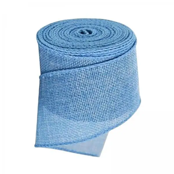 2xBurlap Ribbon Versatile Wired Ribbon for Christmas Garland Hair Bow Making Blue