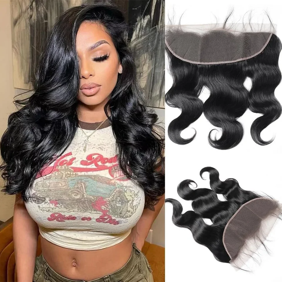 

13x4 Real Transparent Lace Frontal Closure Brazilian Body Wave Frontal 13x4 Lace Frontal Closure Human Hair Only Invisible Melt Skin Ear To Ear Virgin Raw Human Hair pre plucked Hairline With Baby Hair Remy Lace Frontal