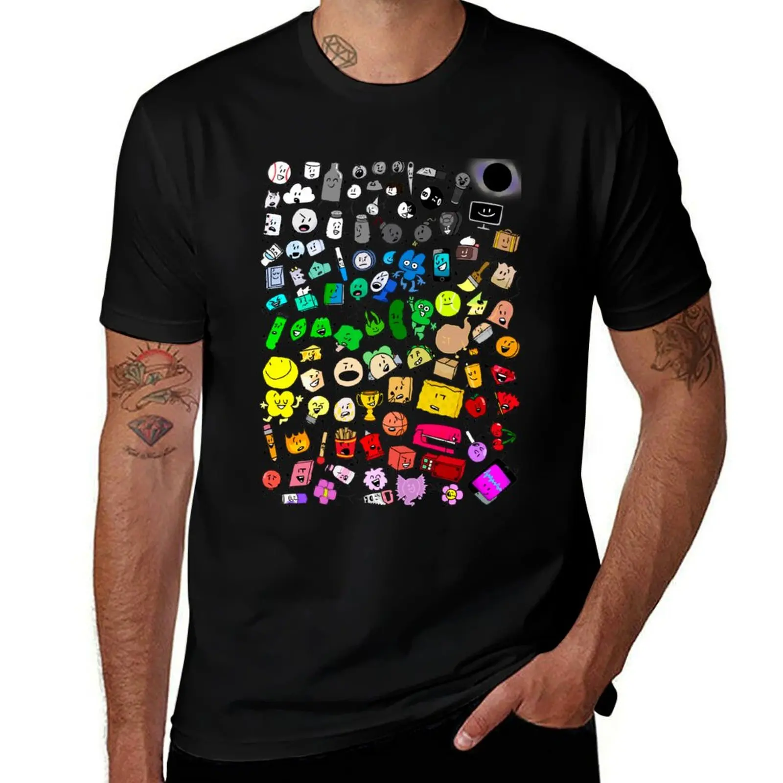

BFDI Inanimate Insanity All Characters (Transparent) T-Shirt Big and Tall Crew Neck Tee