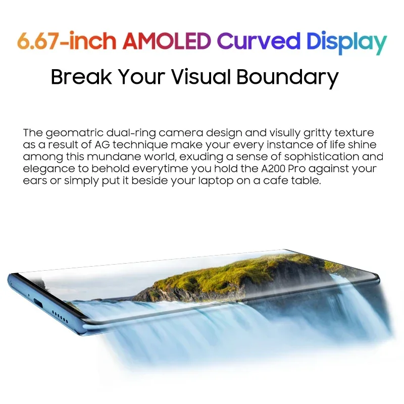 블랙뷰 A200 프로 스마트폰 G99 6.67 인치, 120HZ AMOLED 곡선 디스플레이 휴대폰, 12GB, 256GB, 안드로이드 13, 108MP 카메라, 66W 고속 PD