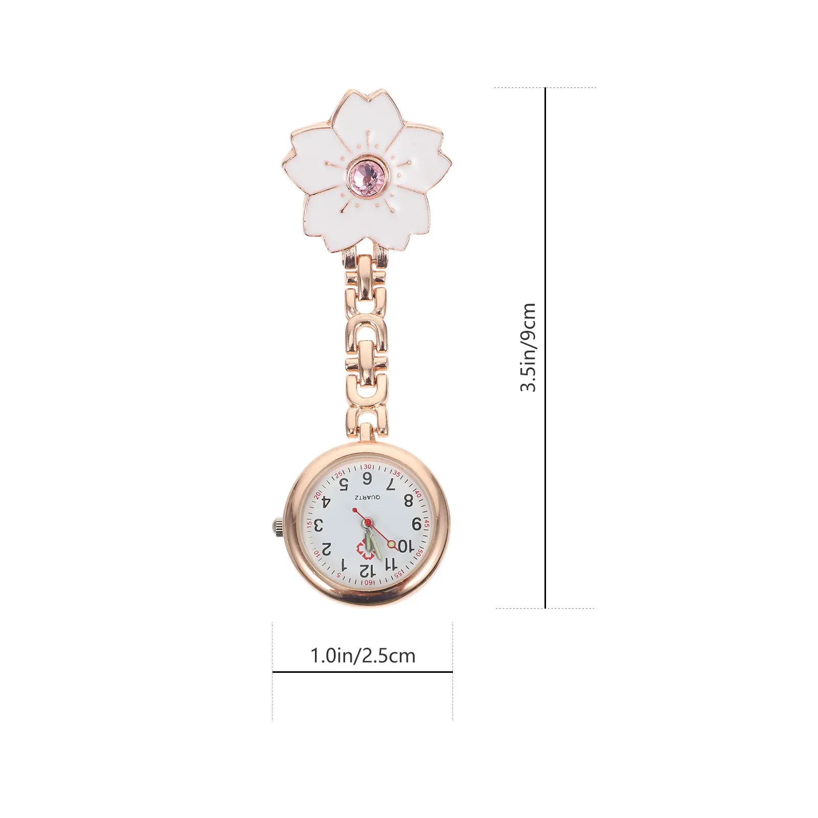1Pcs Nurse Clip-on Pocket Watch Hanging Chest Watch Lightweight Portable Creative Flower Design for Nurses Doctors