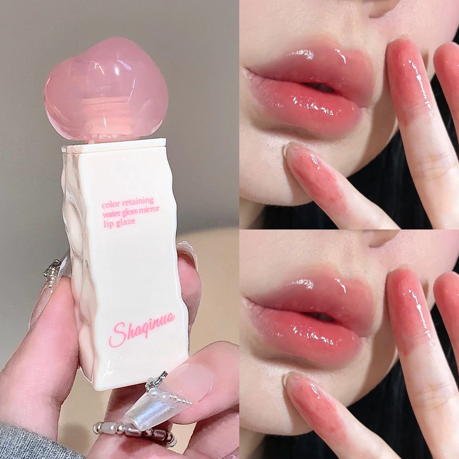 واضح مرآة ترطيب المياه السائل أحمر الشفاه دائم ترطيب الوردي ملمع الشفاه ممتلئ الجسم مثير الشفاه تينت ماكياج مستحضرات التجميل الكورية #1