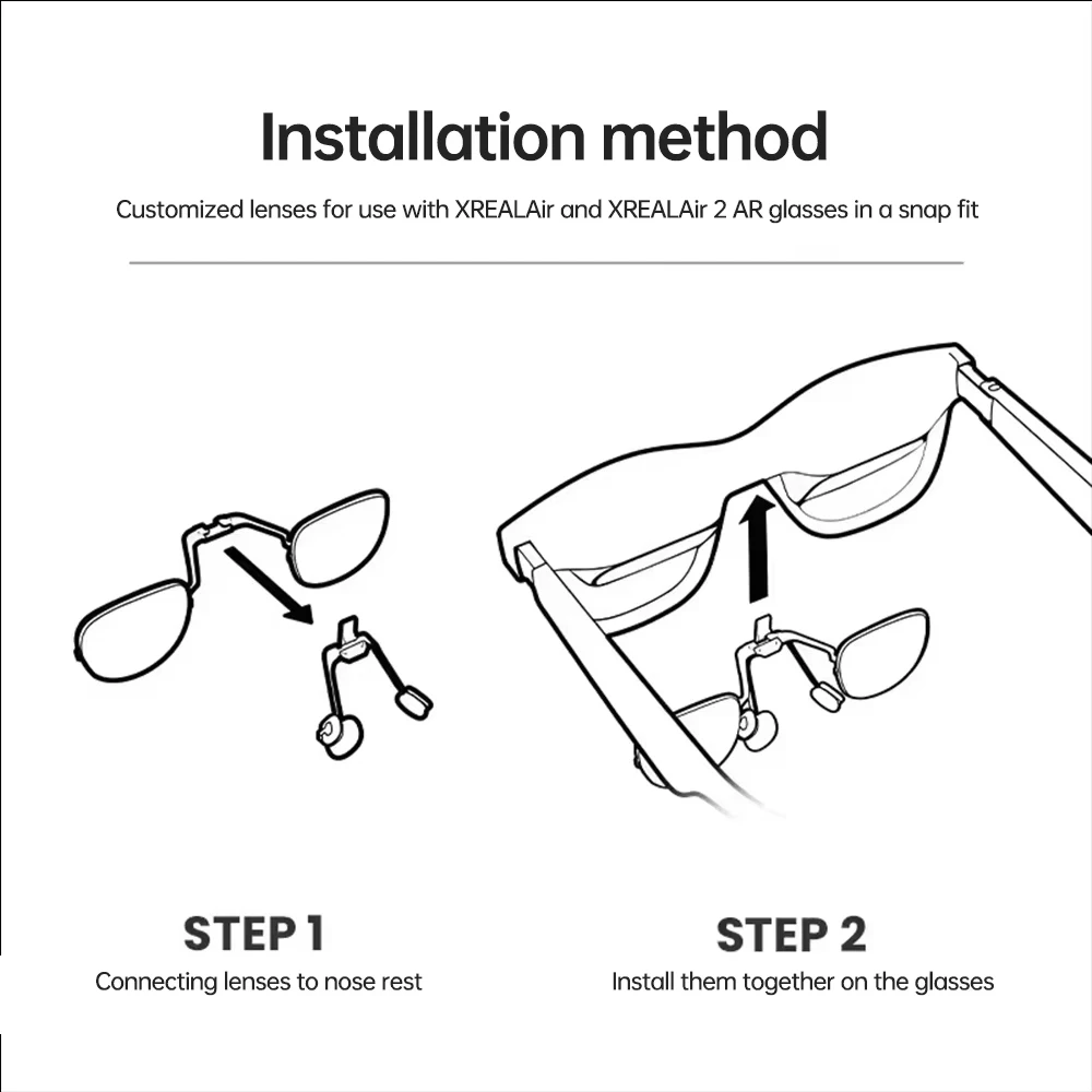Für Nreal Air/Xreal Air 2/Air2 Pro/One/1S/One Pro Smart AR-Brillen: Maßgefertigte Linsen für Kurzsichtigkeit, Weitsichtigkeit, Astigmatismus und Blaulichtfilter – Detail 4