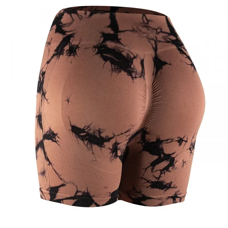 Yoga Sport Shorts Tie Dye Seamless Training Bicycle Running Push Up Shorts Womens Workout Gym Fitness Woman Short Sport Tights