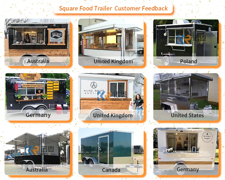 Customized Food Truck Concession Snack Cart Mobile Coffee Shop Street Mobile Kitchen With Equipments Fast Food Trailer