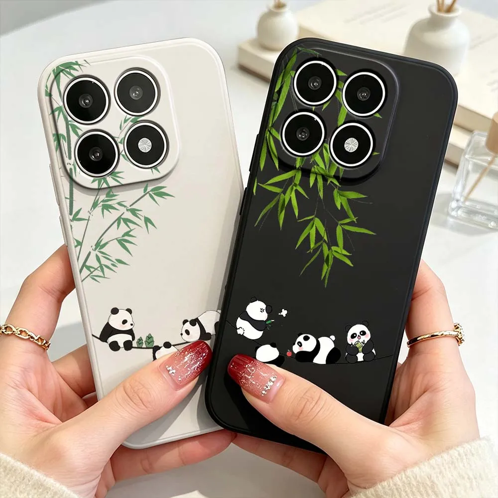 Cartoon Pandas Bamboo Pattern Cover For Xiaomi Mi 17 15 15T 14 14T 13 13T Pro Max Ultra Lite Soft Silicone Liquid Phone Case
