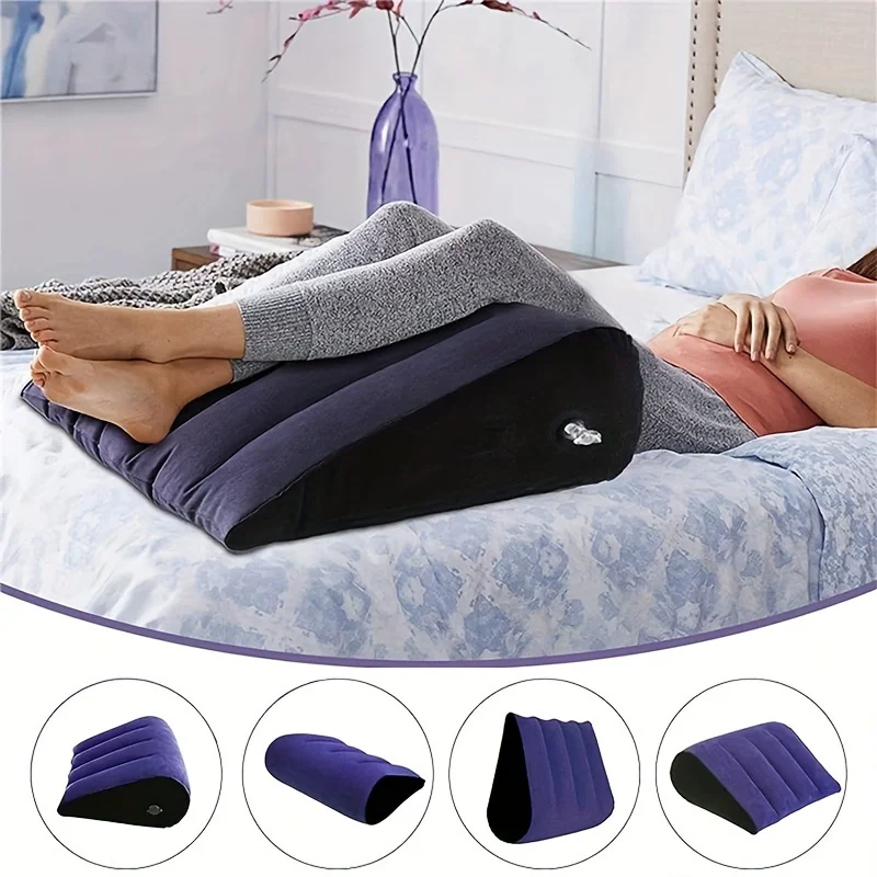 

Inflatable Travel Pillow Multifunctional Body Pillow Lumbar Yoga Pillow Travel Positions Support Air Cushion Triangular Pillow