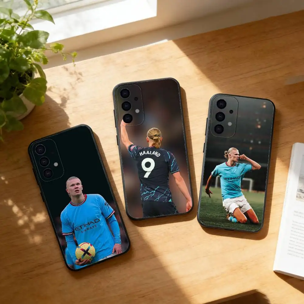 Football Star E-Erling H-Haaland Phone Case For Samsung S25,24,23,22,30,21,10,9,Ultra,Plus,Lite Soft Black Case
