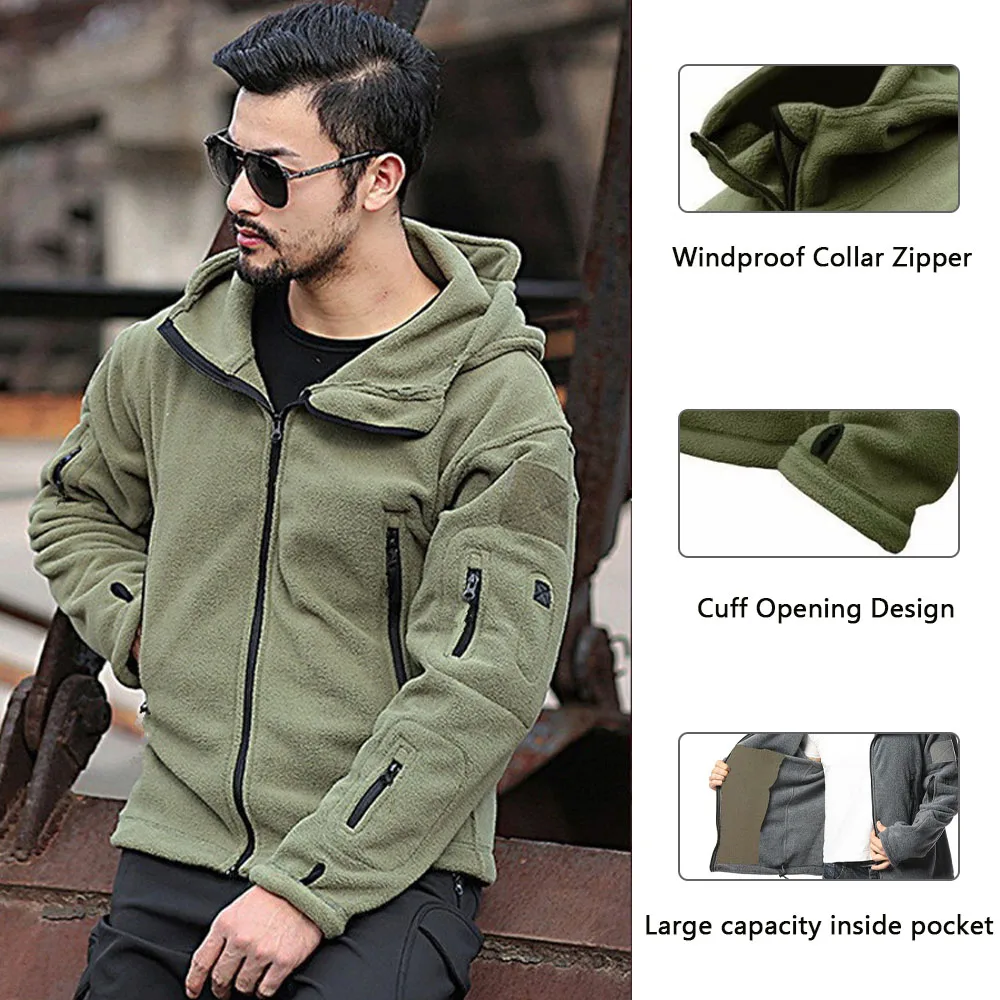 Man Tactical Jacket 300g Polar Fleece Outwear Windbreaker Thermal Heavyweight Winter Warm Coat Male Outdoor Coats Men's Jackets