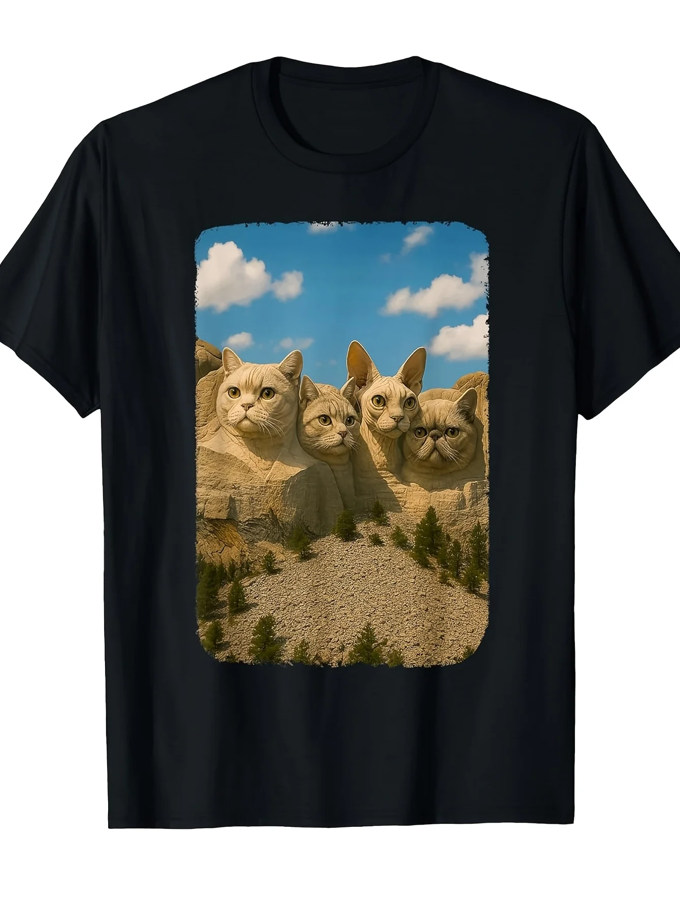 2026 Funny Alien Cat Graphic Tee Casual Loose Fit Short Sleeve Shirt Cute Pet Print Streetwear Summer Top Unisex Te