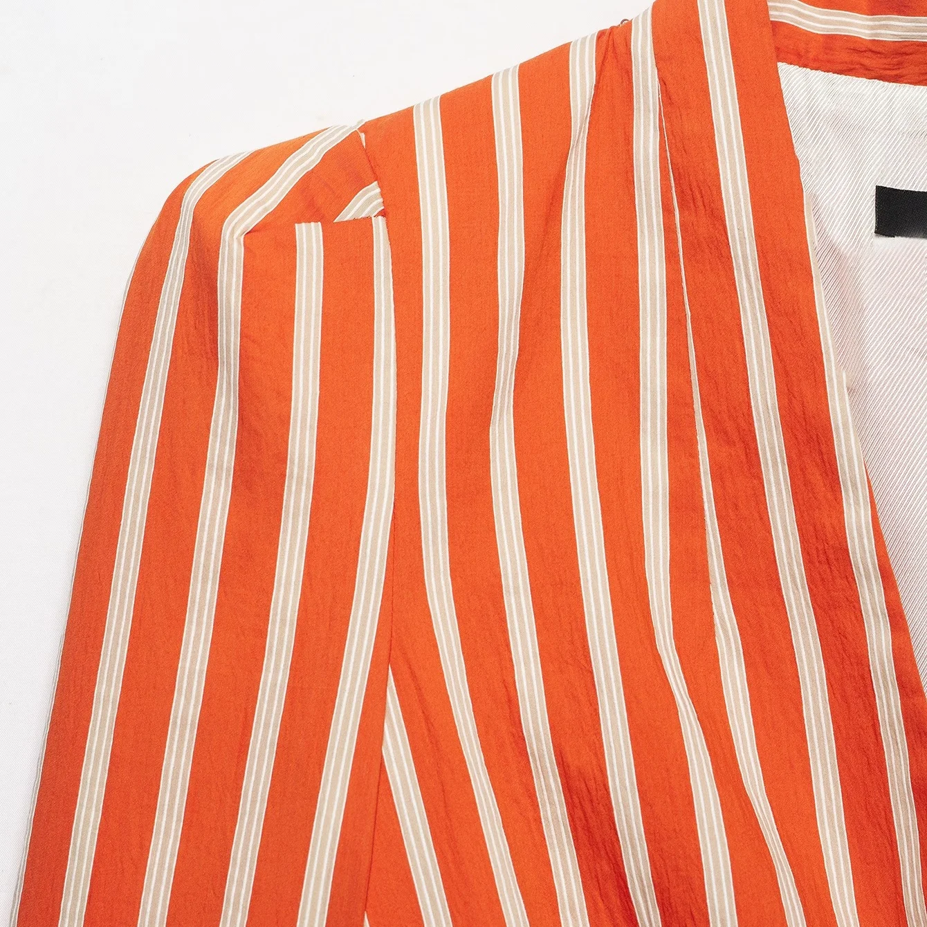 Slim Fit Long Sleeve V-Neck Striped A-Line Hem Suit Jacket Women's Casual Style Polyester Fiber Button Closure Autumn New Arr...