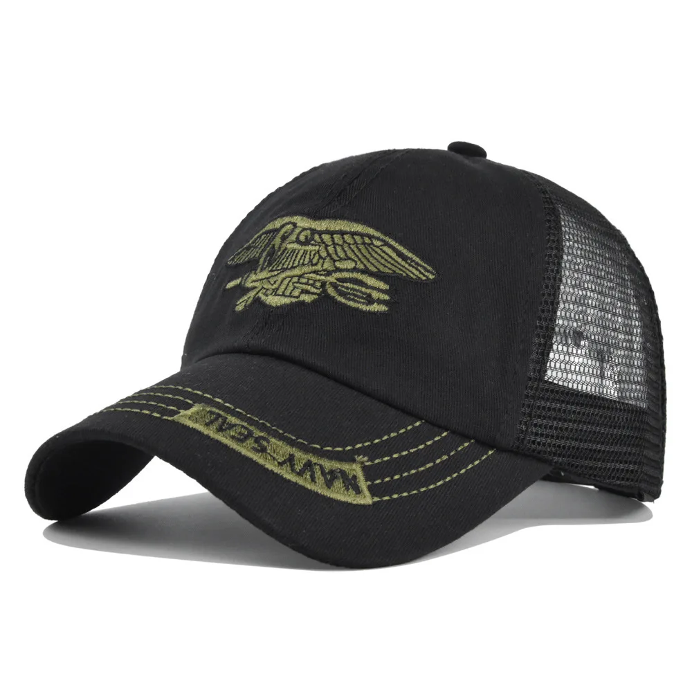 

Washed Cotton Golf Dad Hat Breathable Camouflage Navy SEAL Mesh Baseball Cap Curved Brim Summer Sun Hat