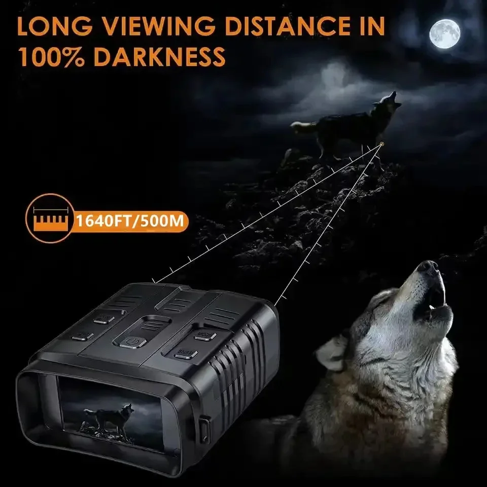 4K Wifi Night Vision Binocular Device 10x Digital Zoom Infrared Night Vision Goggles 3\'\' Large Screen Full Dark 500m For Hunting