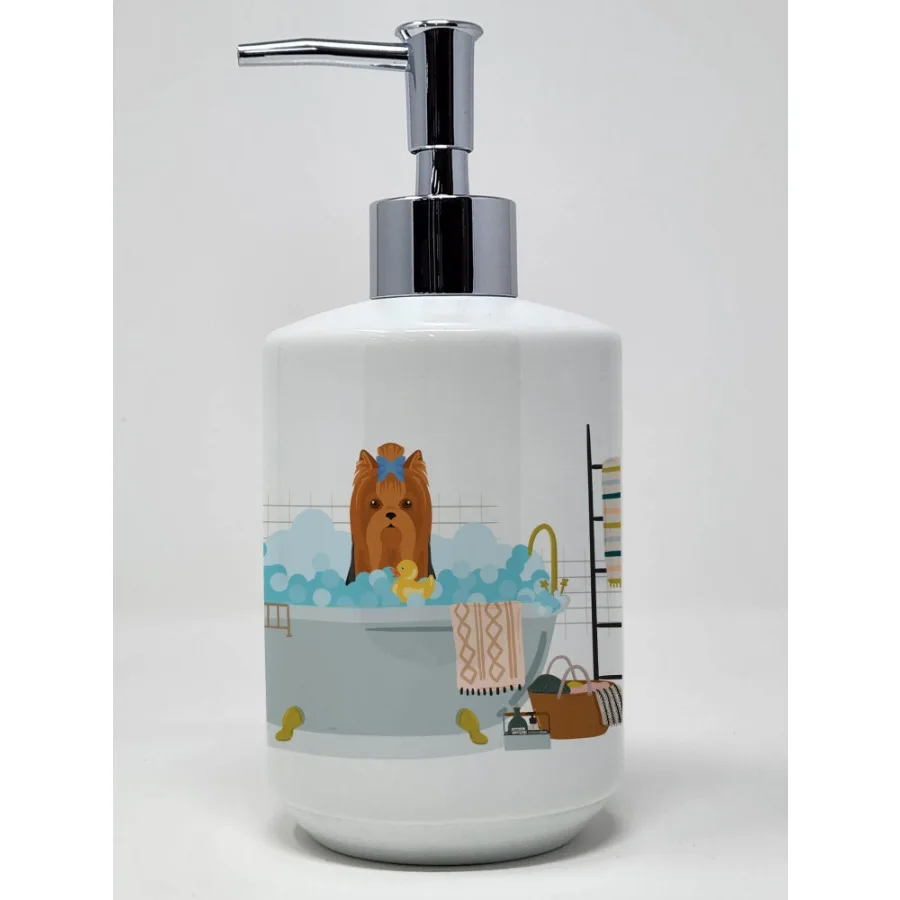 

Black and Tan Full Coat Yorkshire Terrier Ceramic Soap Dispenser Hand Soap Dispenser Pump Bottles for Bathroom Kitchen Empty Re