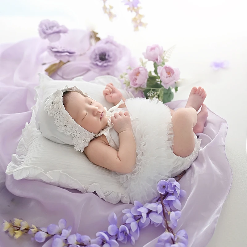 Newborn Photography Outfit Baby Girl Lace Hat and Tutu Skirt Set Infant Princess Photo Shoot Props for Newborn Baby Shower Gift