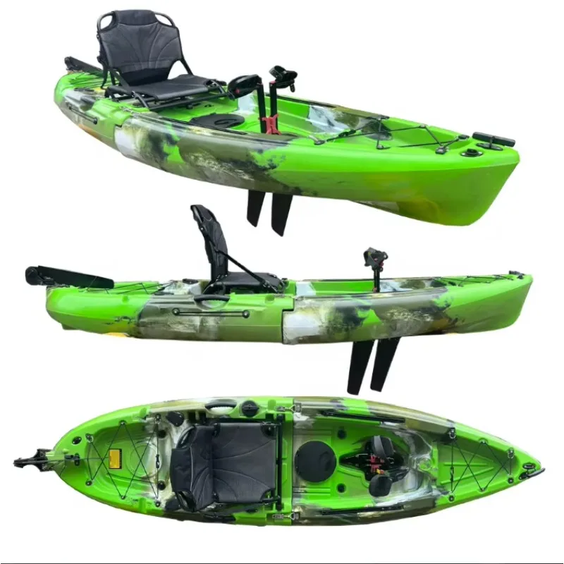 Modular Tandem Kayak, 2 Person Detachable Split Hull, Sit-on-Top Pedal Driven, HDPE Marine Plastic, for Lake River Ocean Angling